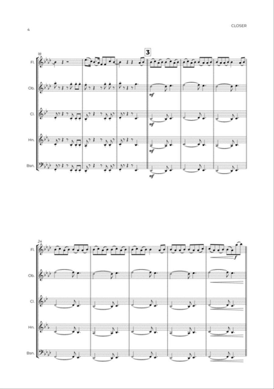 Closer Closer Woodwind Quintet scores gallery preview page 4