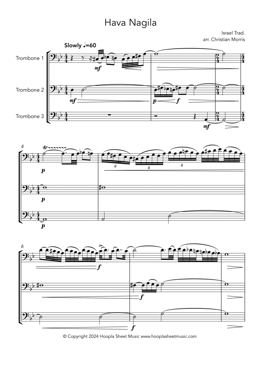 Hava Nagila Hava Nagila Trombone Solo scores gallery preview page 1