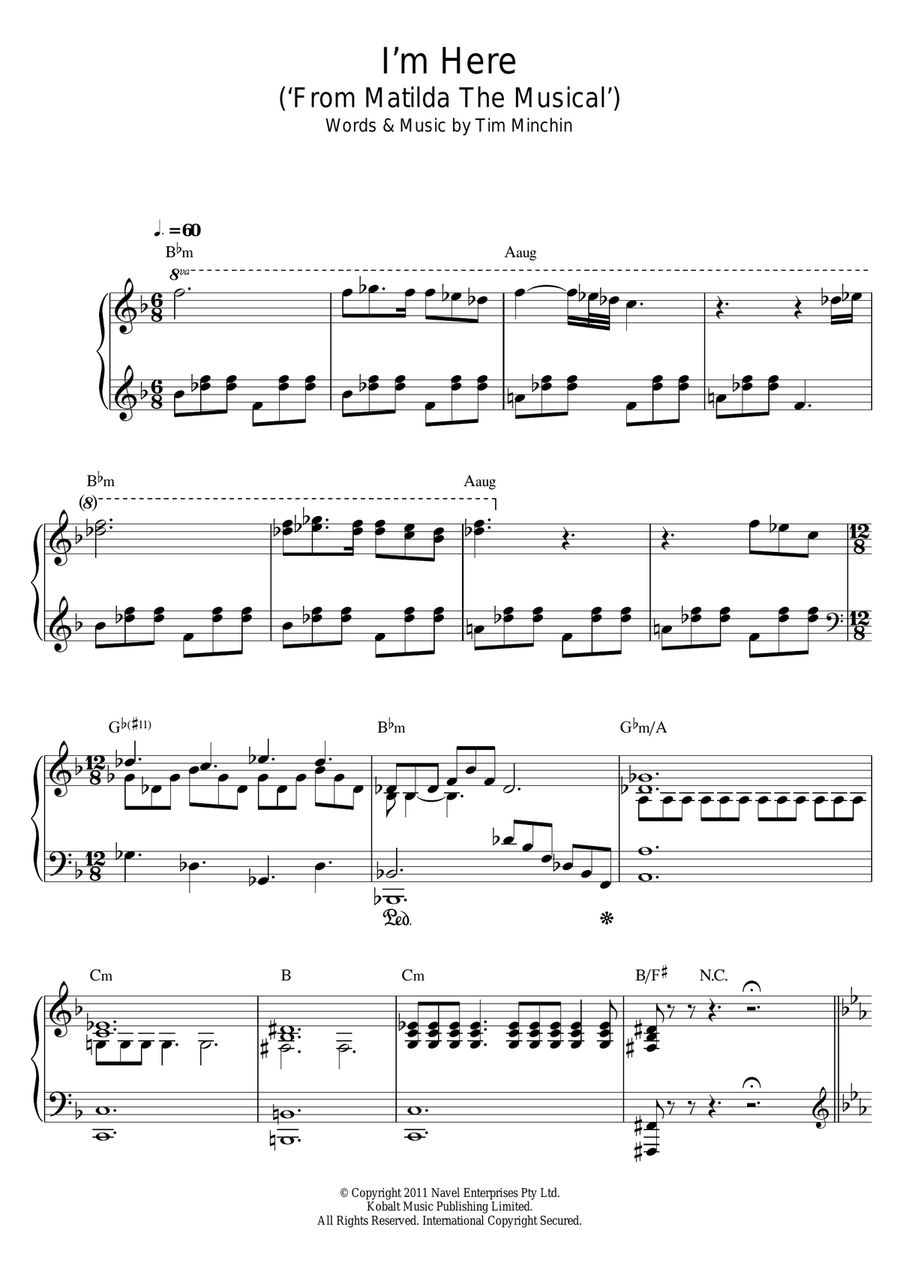 I'm Here (from Matilda The Musical) Piano, Vocal scores gallery preview page 1
