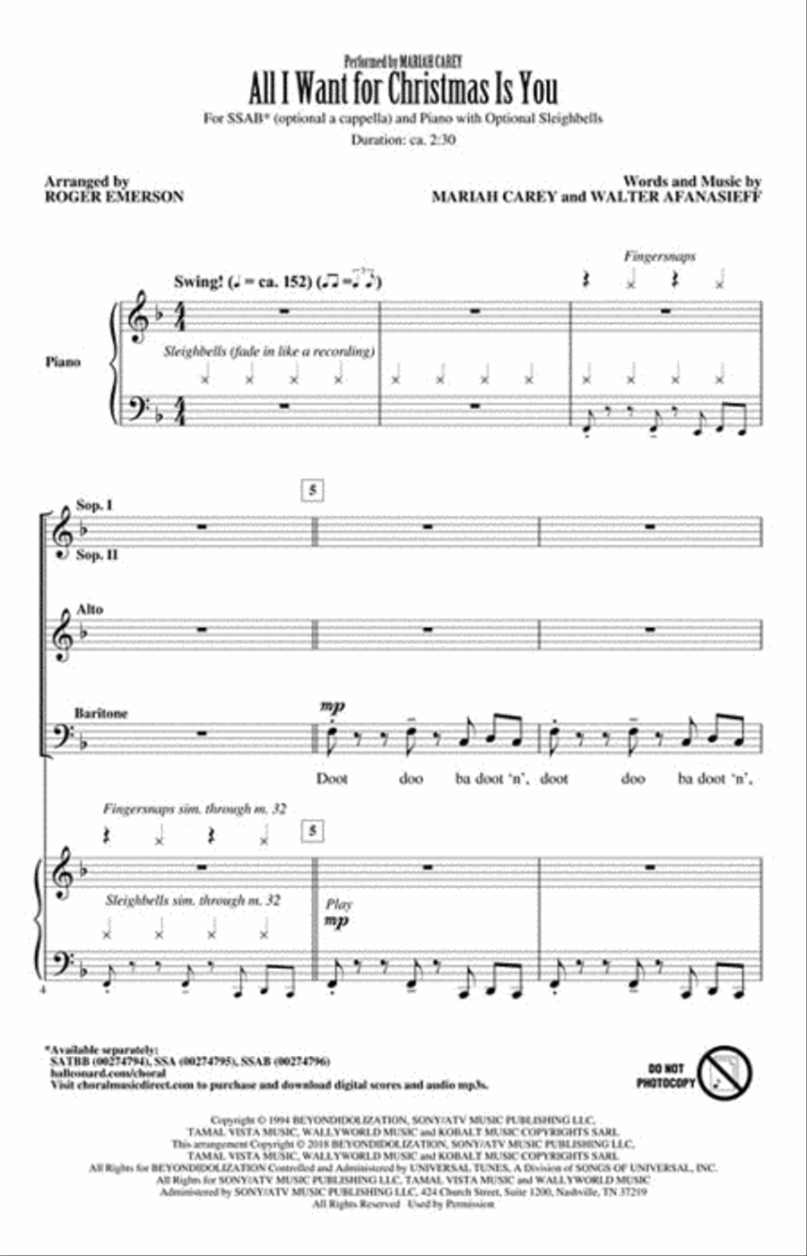 All I Want For Christmas Is You A Cappella scores gallery preview page 2