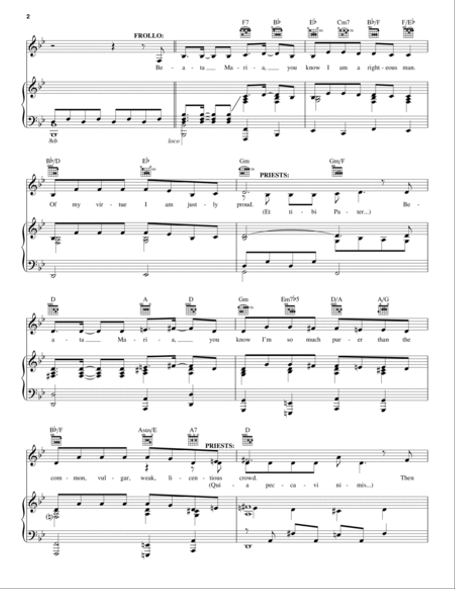 Hellfire (from The Hunchback Of Notre Dame) Piano, Vocal, Guitar scores gallery preview page 2
