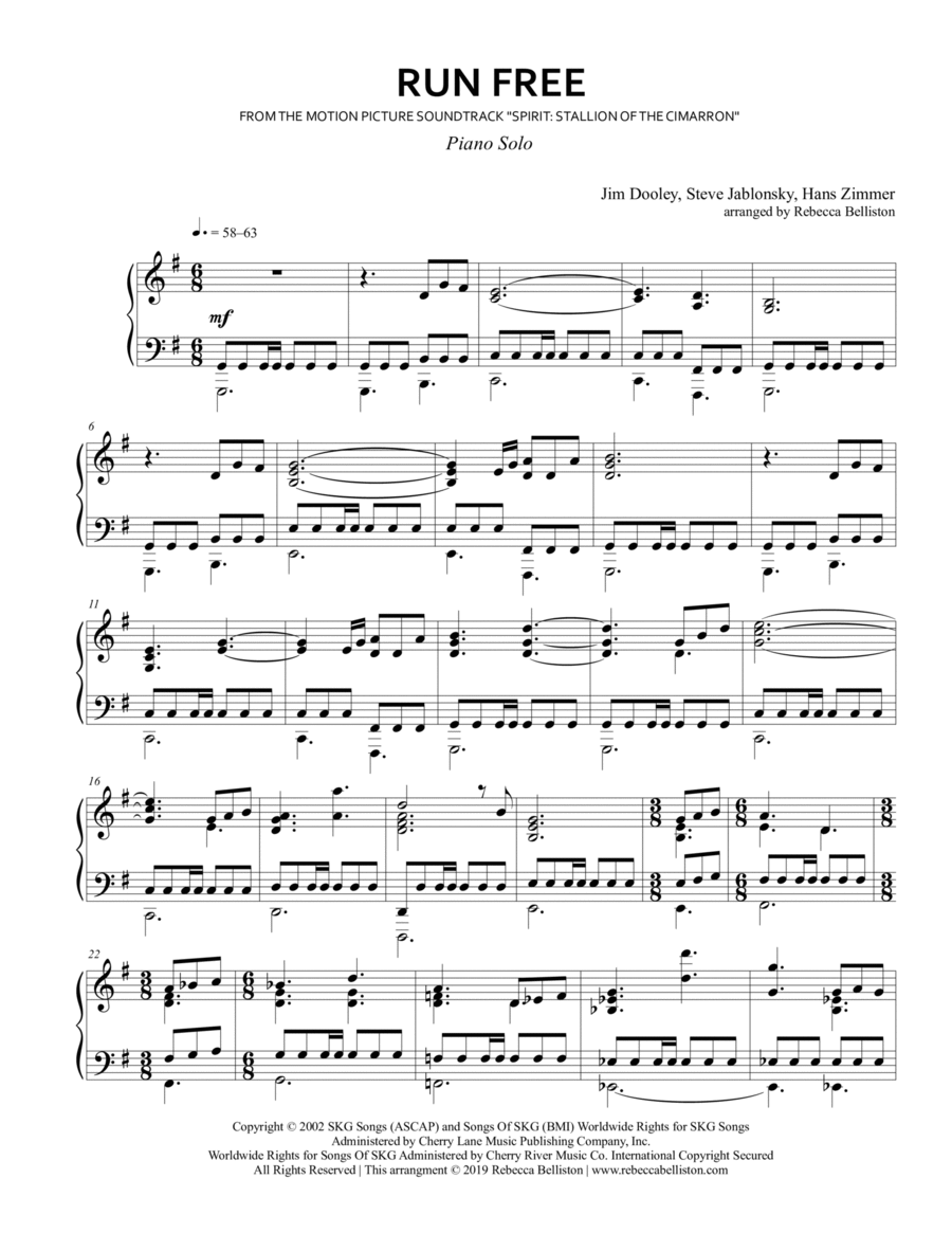 Run Free Piano Solo scores gallery preview page 1