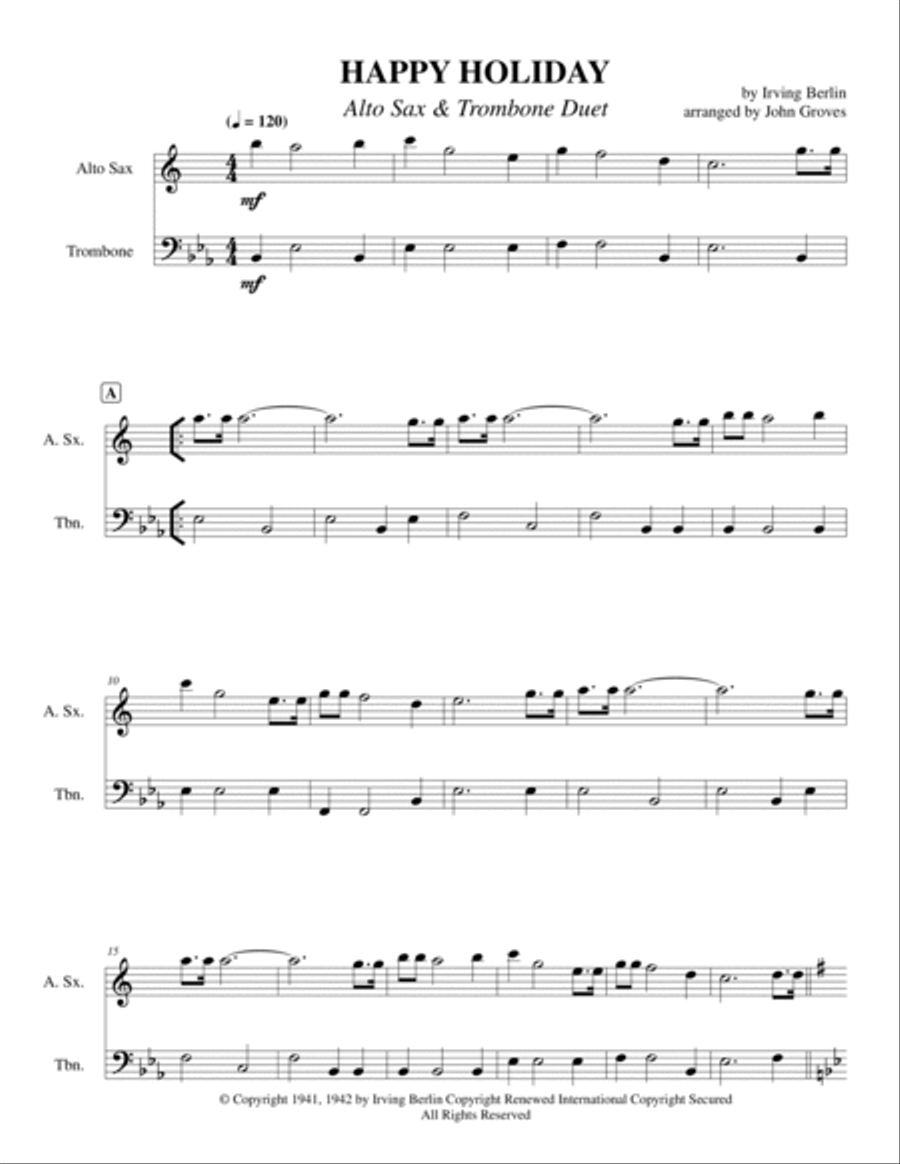 Happy Holiday Trombone Duet scores gallery preview page 2