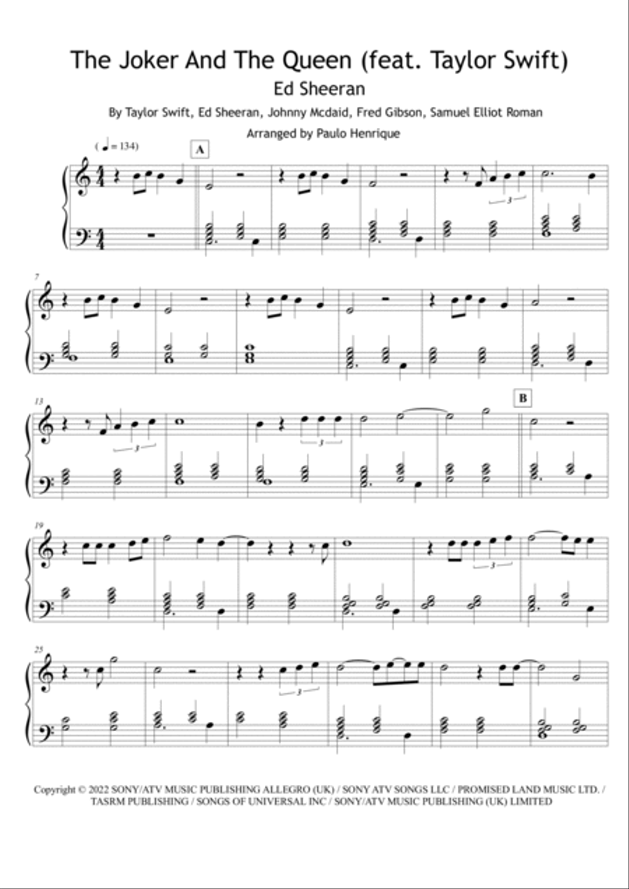 The Joker And The Queen (feat. Taylor Swift) Piano Method scores gallery preview page 2