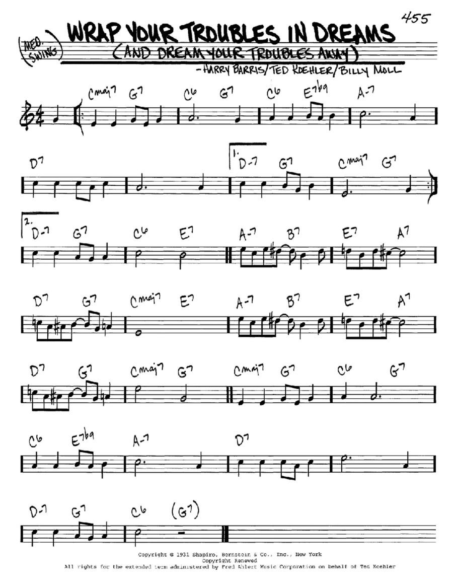 Wrap Your Troubles In Dreams (And Dream Your Troubles Away) C Instrument scores gallery preview page 1