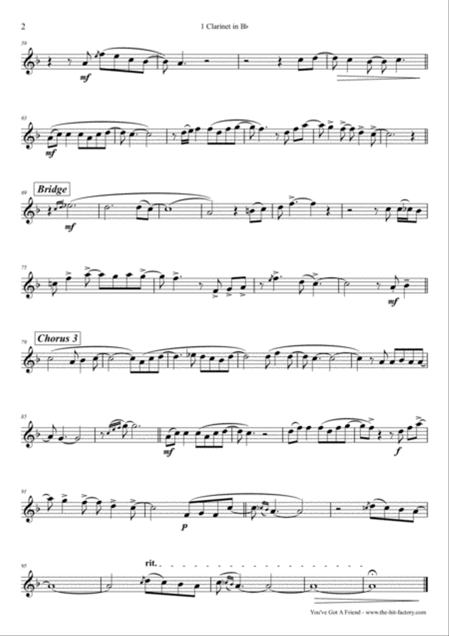 You've Got A Friend Woodwind Quartet scores gallery preview page 6