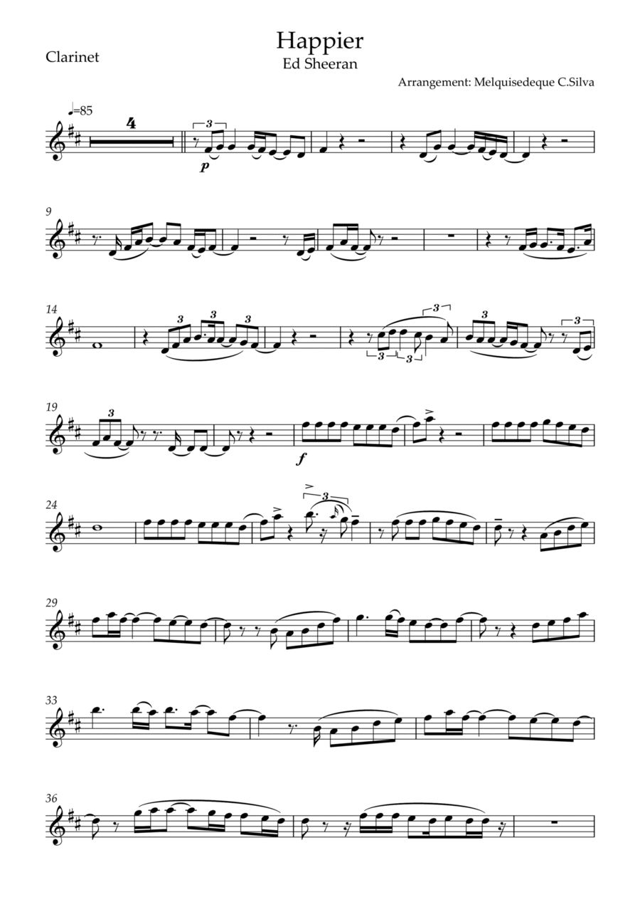 Happier Clarinet Solo scores gallery preview page 1