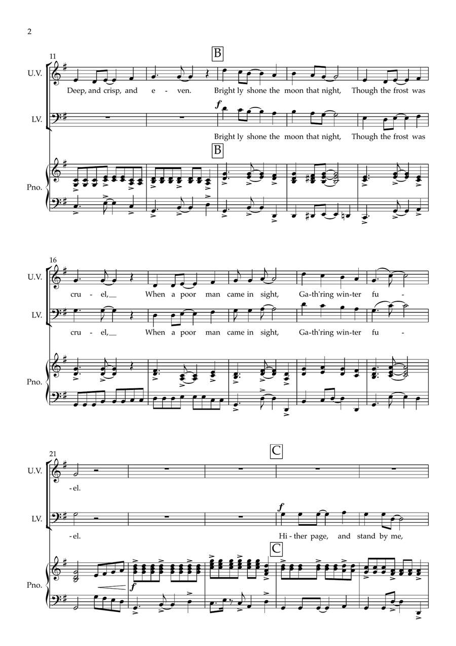 Good King Wenceslas (Upper & Lower Voices) - Calypso Style Choir scores gallery preview page 3