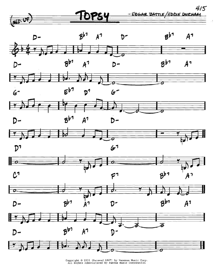 Topsy Topsy Piano scores gallery preview page 1