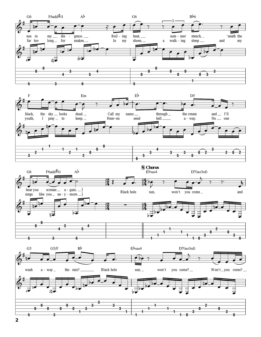 Black Hole Sun Black Hole Sun Acoustic Guitar scores gallery preview page 2