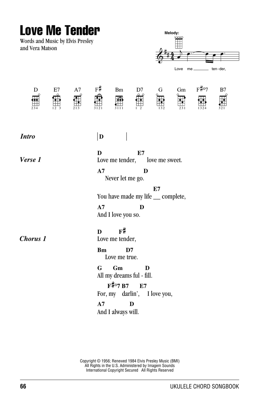 Love Me Tender Ukulele scores gallery preview page 1