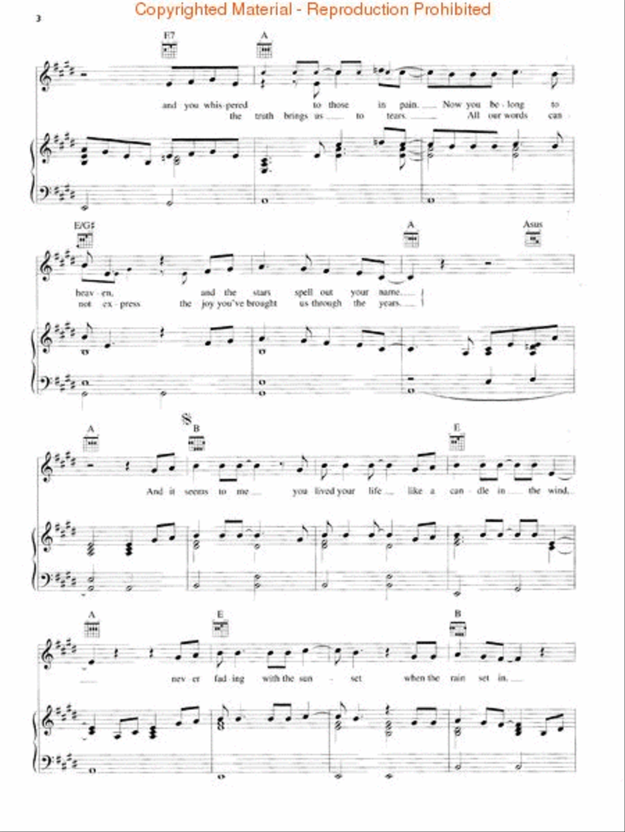 Candle in the Wind 1997 Candle in the Wind 1997 Piano, Vocal, Guitar scores gallery preview page 3