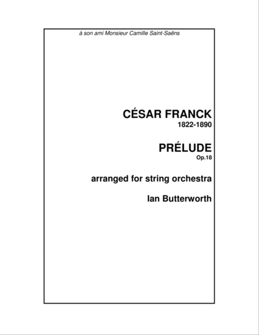 FRANCK Prélude Op.18 for string orchestra String Orchestra scores gallery preview page 1