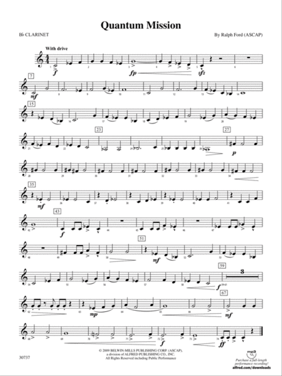 Quantum Mission: 1st B-flat Clarinet Concert Band scores gallery preview page 1