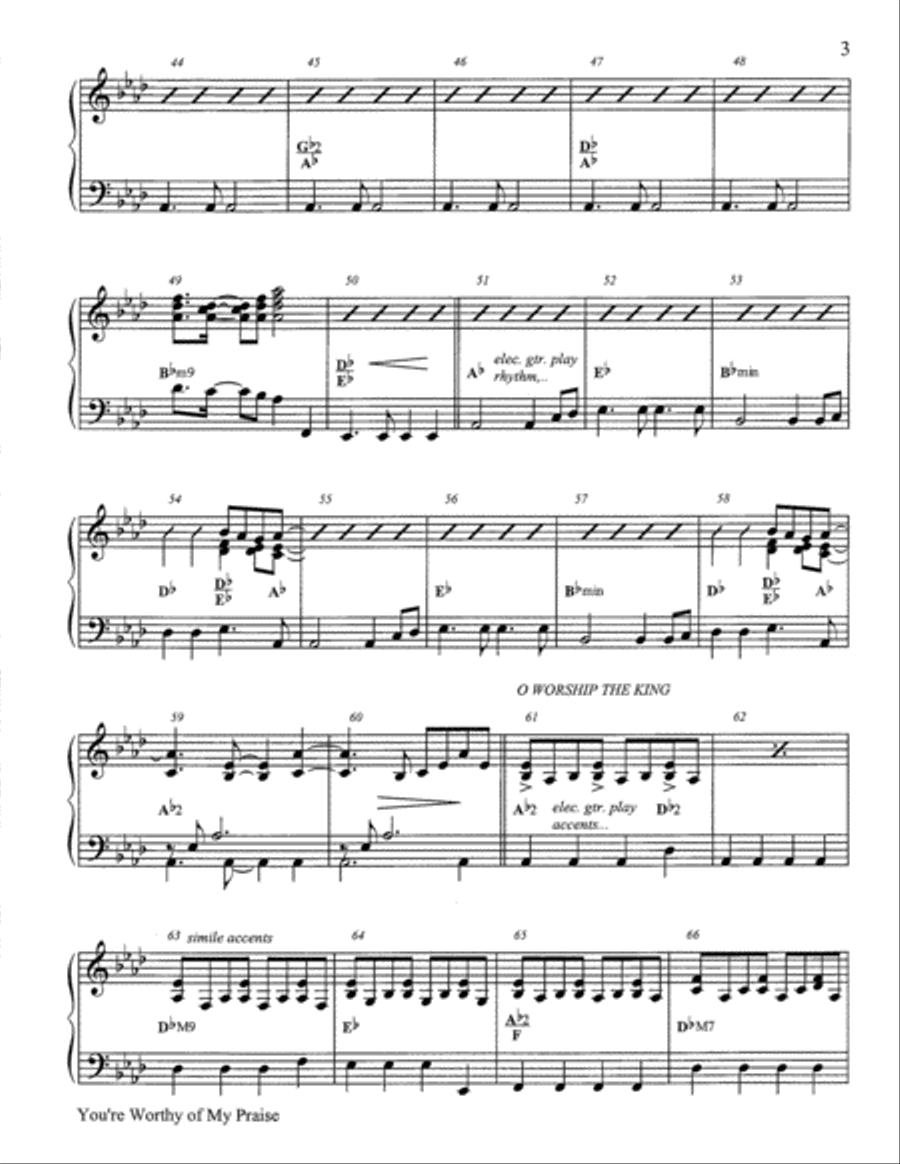 You're Worthy of My Praise with O Worship the King Guitar scores gallery preview page 4