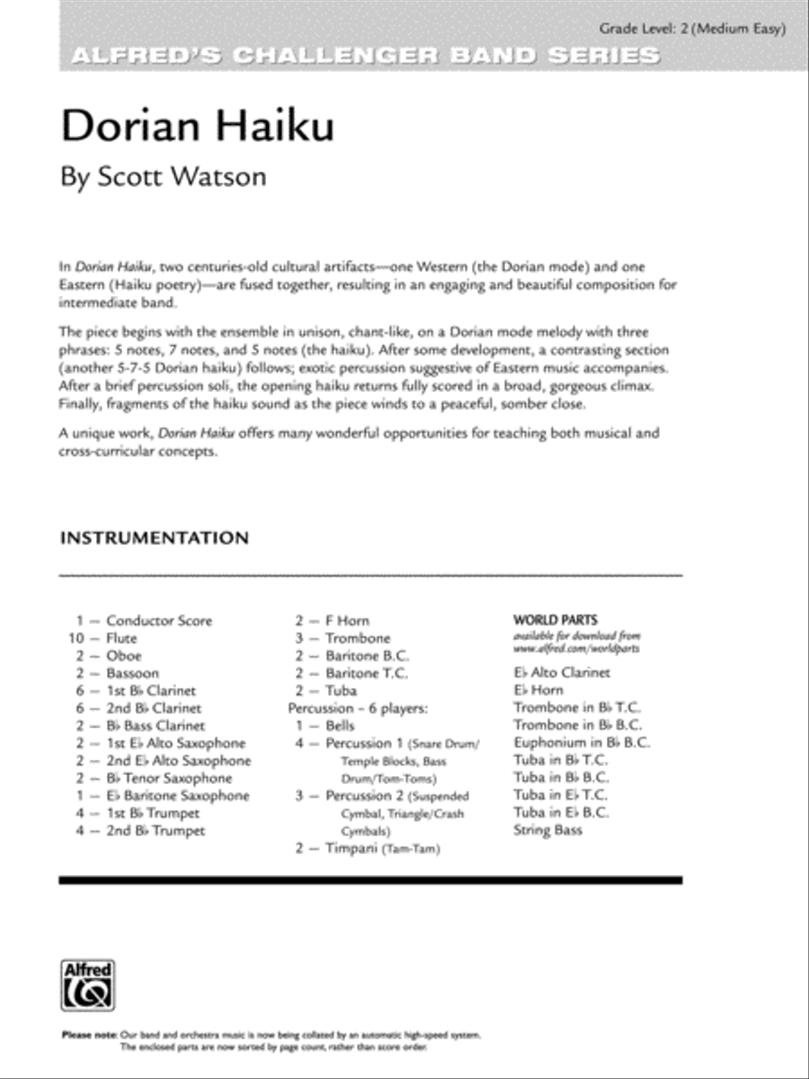 Dorian Haiku: Score Dorian Haiku: Score Concert Band scores gallery preview page 1