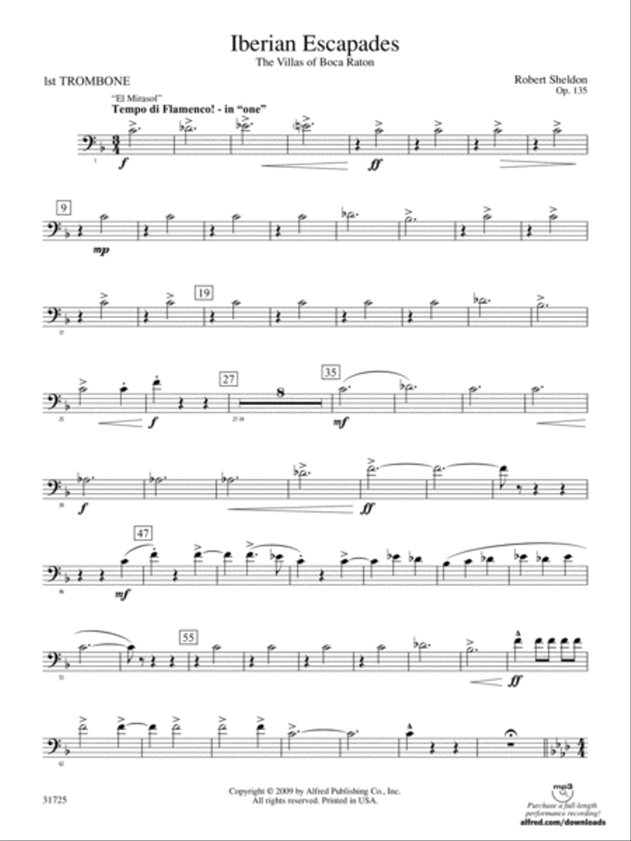 Iberian Escapades: 1st Trombone Concert Band scores gallery preview page 1