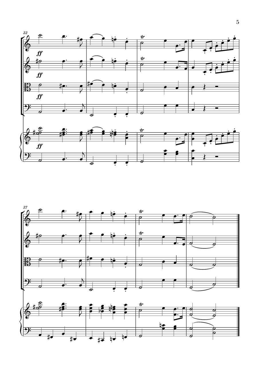 Wedding March for String Quartet and Piano - Mendelssohn Piano Quintet scores gallery preview page 5