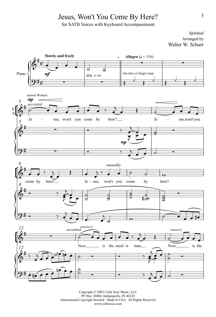Jesus, Won't You Come Here? 4-Part scores gallery preview page 1