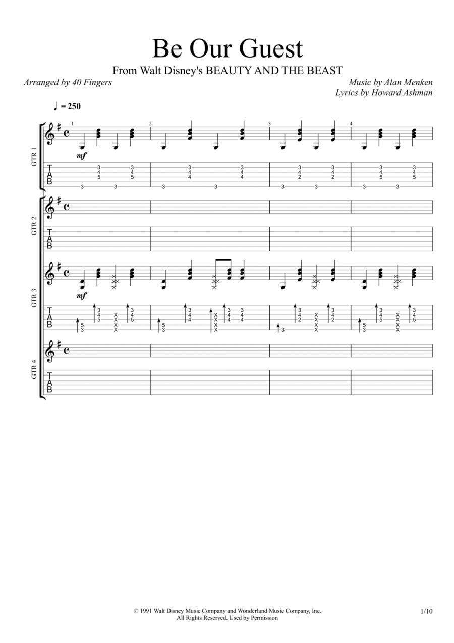 Be Our Guest Acoustic Guitar scores gallery preview page 1