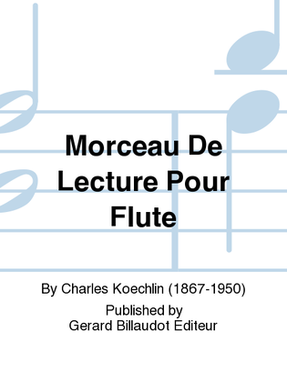 Book cover for Morceau De Lecture Pour Flute