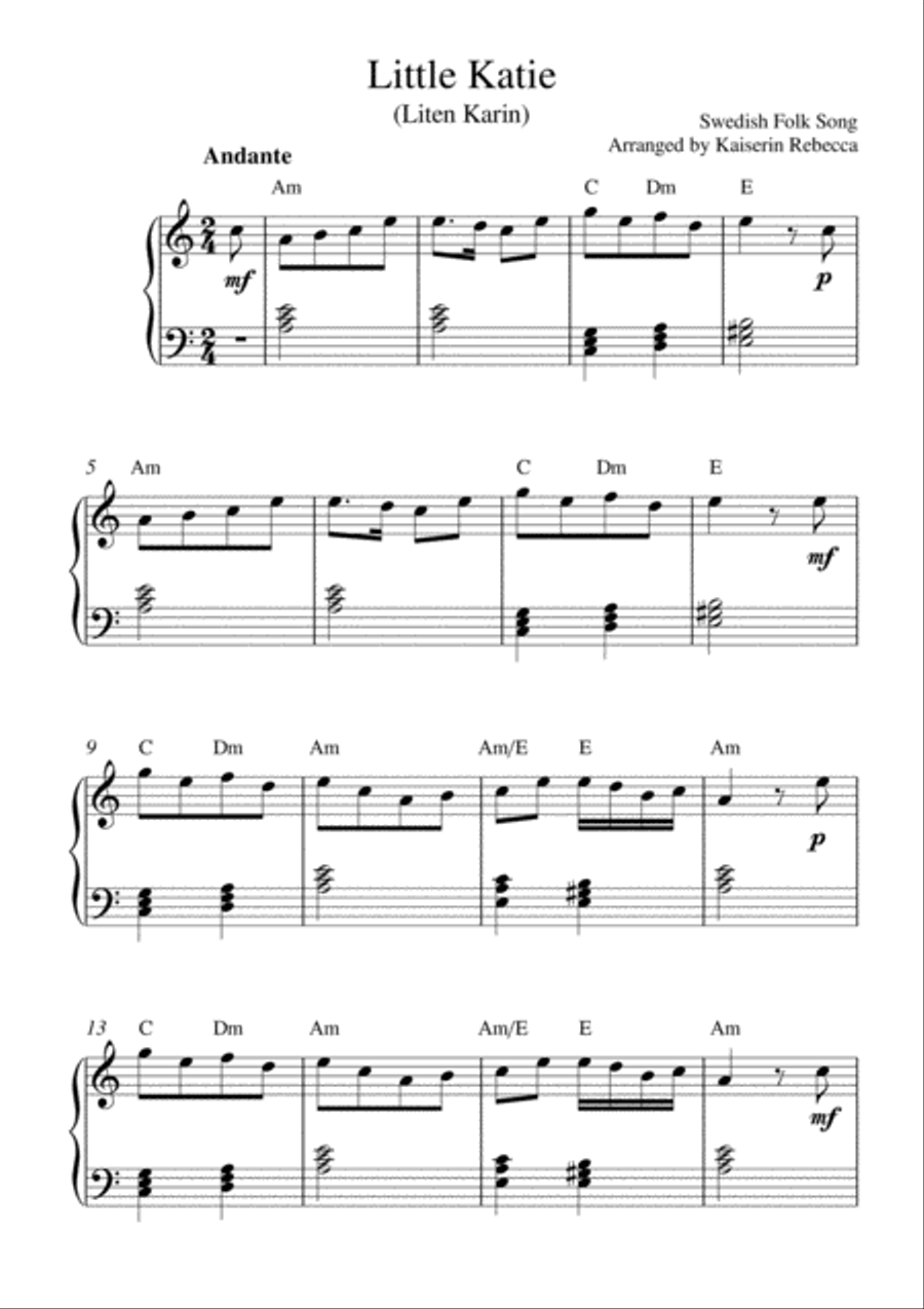 Little Katie (Liten Karin) Piano Method scores gallery preview page 1