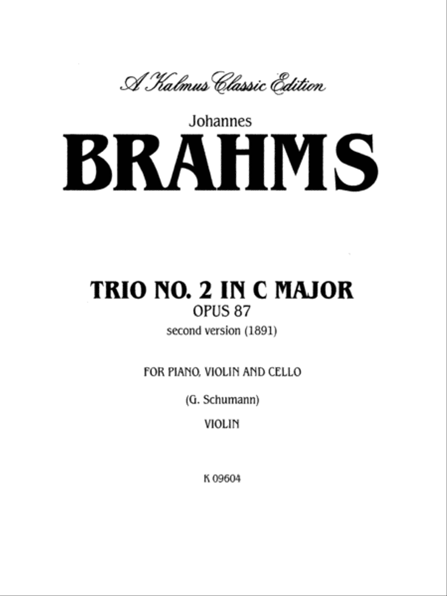 Brahms: Trio No. 2 in C Major, Op. 87 Violin scores gallery preview page 1