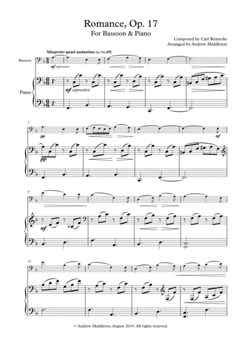 Romance Op. 17 arranged for Bassoon and Piano image number null