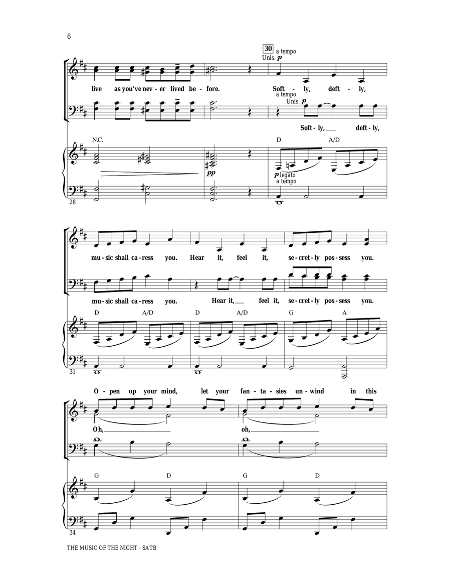 The Music Of The Night (from The Phantom Of The Opera) 4-Part scores gallery preview page 5