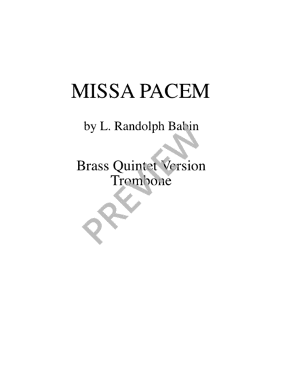 Missa Pacem - Brass Quintet edition