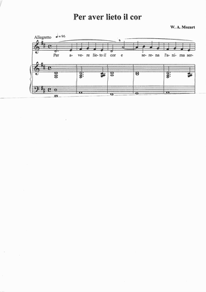 W. A. MOZART Canon 3 voices and piano Per aver lieto il cor transcribed by Helios D'Andrea