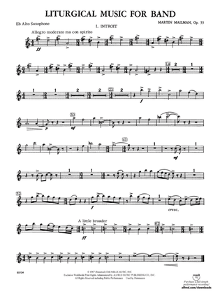 Liturgical Music for Band, Op. 33: E-flat Alto Saxophone