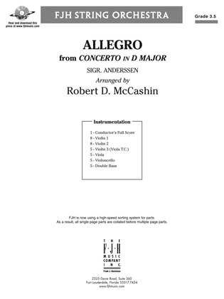 Book cover for Allegro from Concerto in D Major: Score