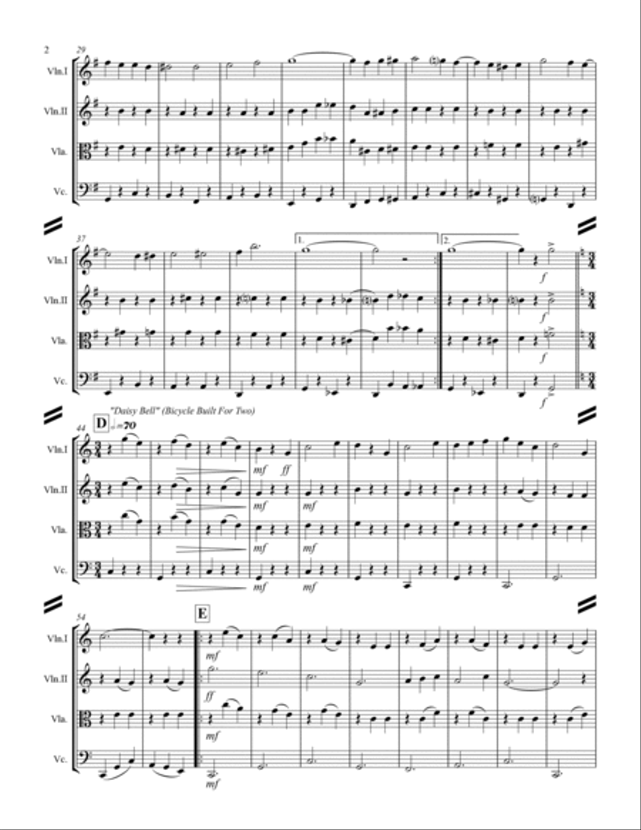 Sing-along Medley #1 (for String Quartet) String Quartet scores gallery preview page 3
