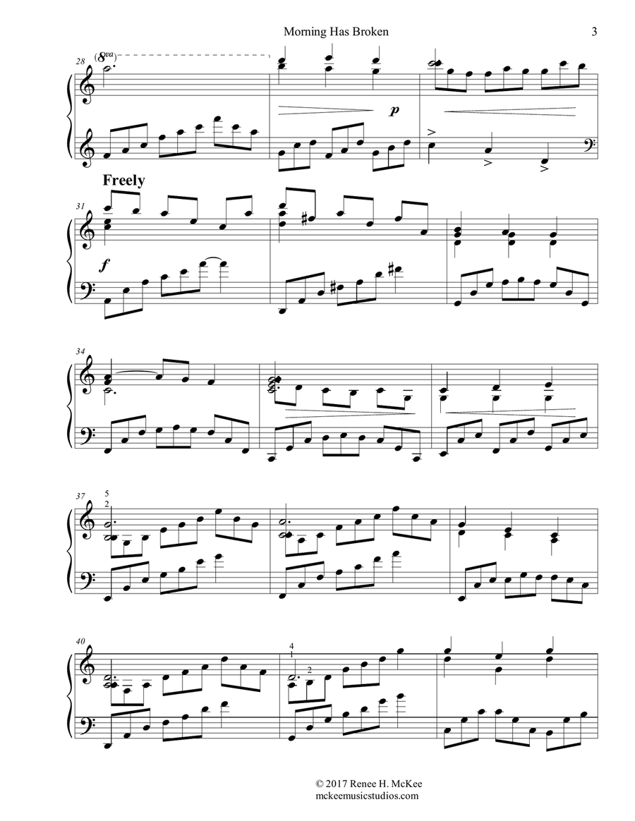 Morning Has Broken Piano Solo scores gallery preview page 3