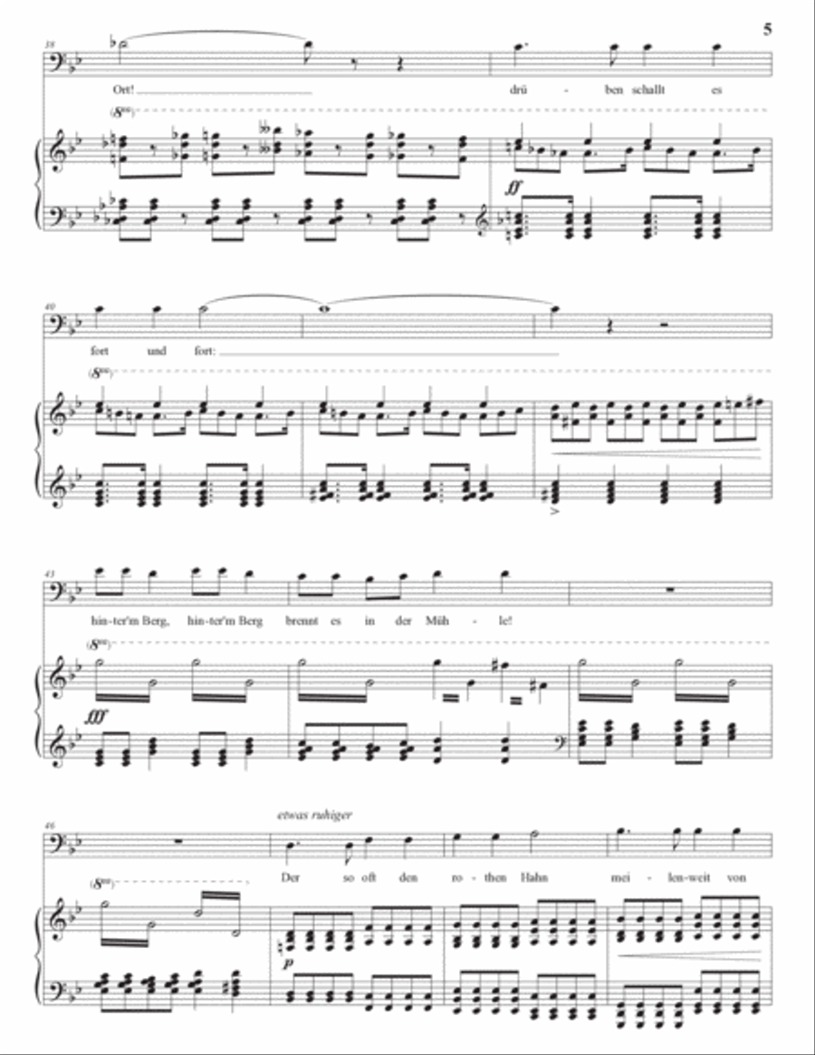 WOLF: Der Feuerreiter (transposed to G minor, bass clef) Voice scores gallery preview page 6