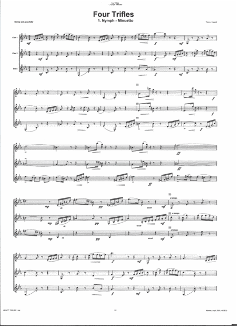 Four Trifles (1906) by Thomas James Hewitt for Clarinet Trio (2 Bb & Bass) Clarinet Trio scores gallery preview page 2