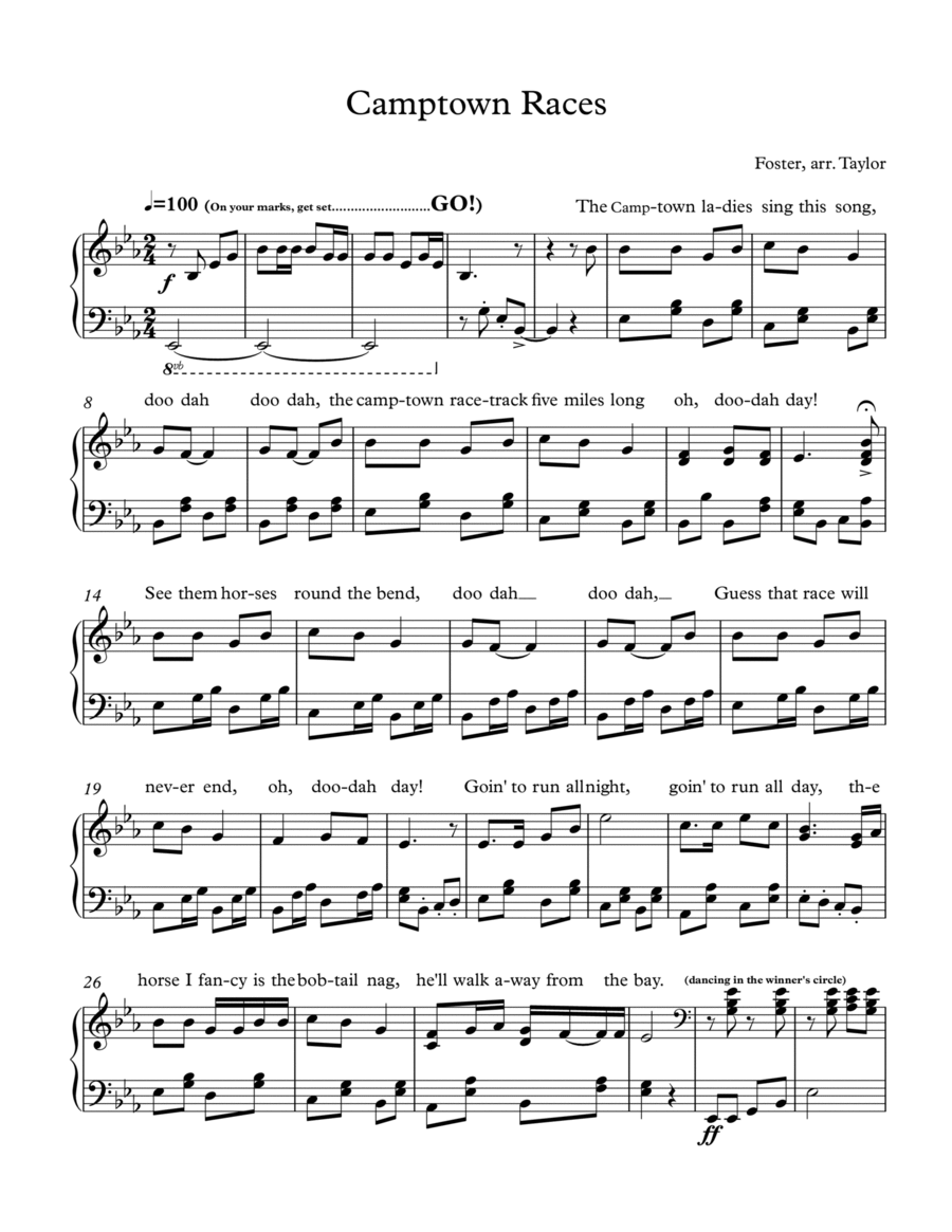 Camptown Races Piano Solo scores gallery preview page 1