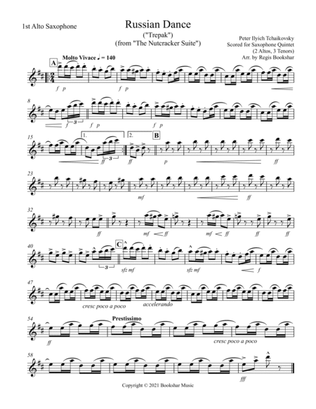 Russian Dance ("Trepak") (from "The Nutcracker Suite") (F) (Saxophone Quintet - 2 Alto, 3 Tenor)