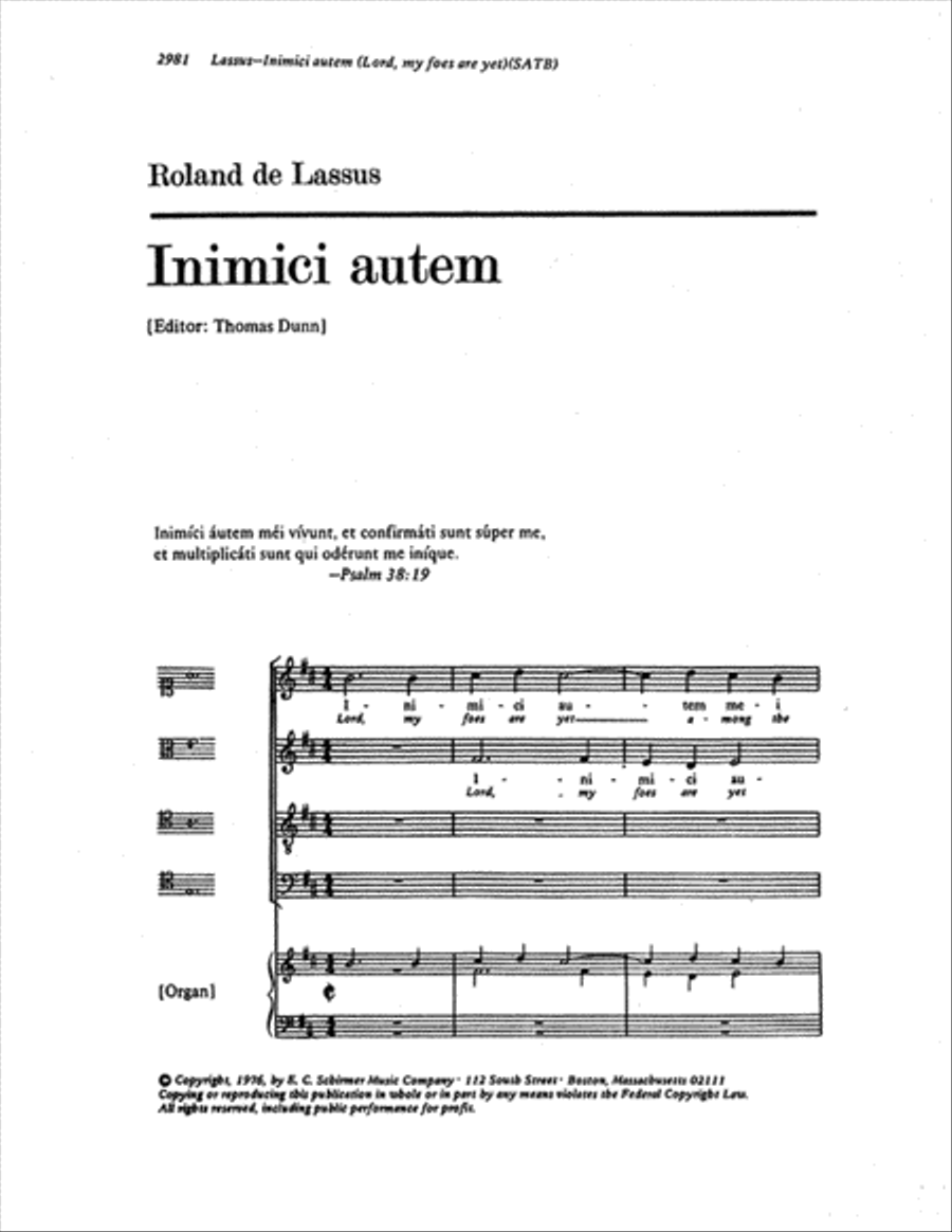 Inimici autem (Lord, my foes are yet) 4-Part scores gallery preview page 1