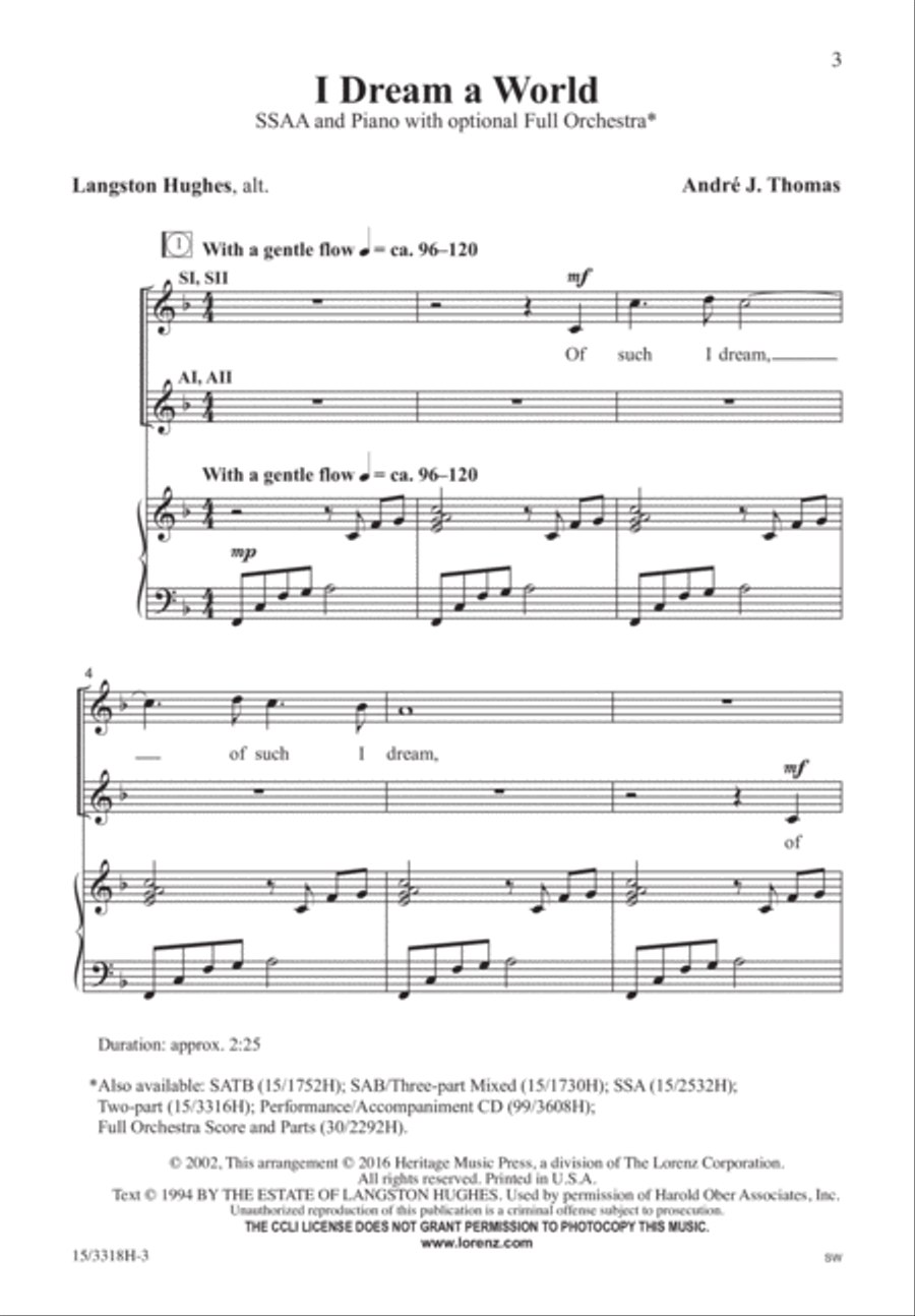 I Dream a World I Dream a World SSAA scores gallery preview page 2
