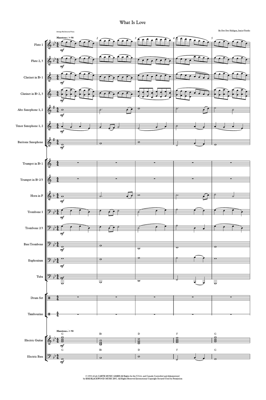 What Is Love Concert Band scores gallery preview page 1