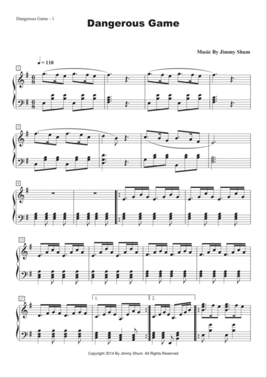 Dangerous Game Dangerous Game Piano Solo scores gallery preview page 2