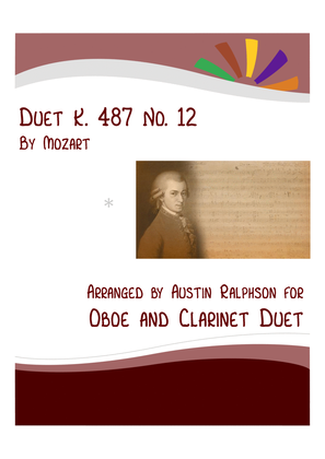 Book cover for Mozart K. 487 No. 12 - oboe and clarinet duet