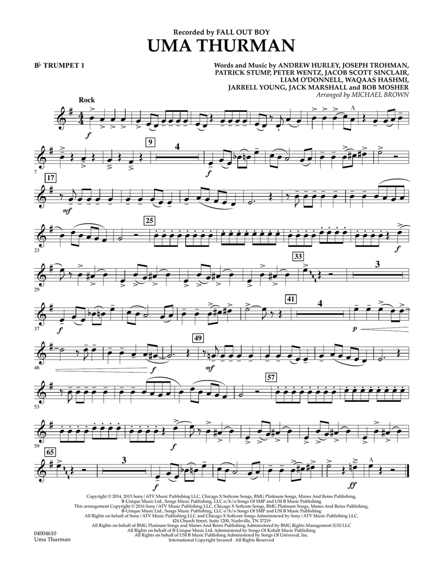 Uma Thurman - Bb Trumpet 1 Concert Band scores gallery preview page 1
