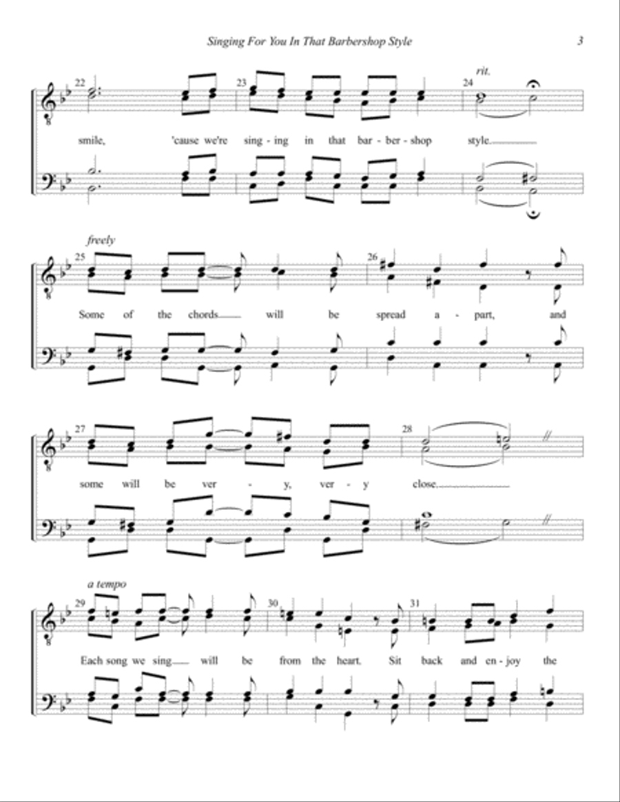 Singing For You In That Barbershop Style TTBB scores gallery preview page 3