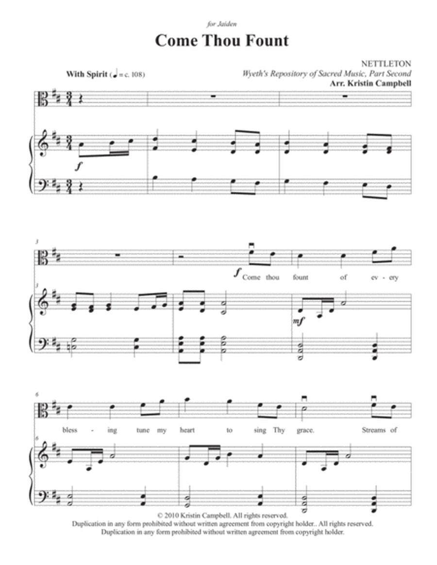 Come Thou Fount of Every Blessing - Viola Solo
