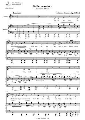 Book cover for Feldeinsamkeit, Op. 86 No. 2 (D Major)
