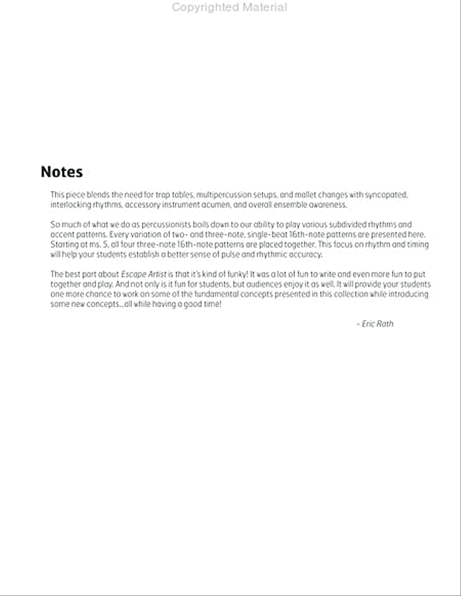 Escape Artist Percussion Ensemble scores gallery preview page 3