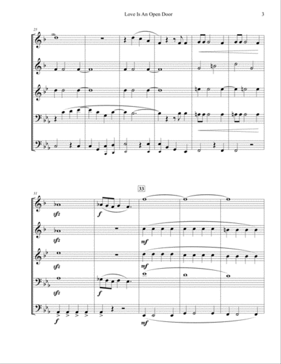 Love Is An Open Door Brass Ensemble scores gallery preview page 4